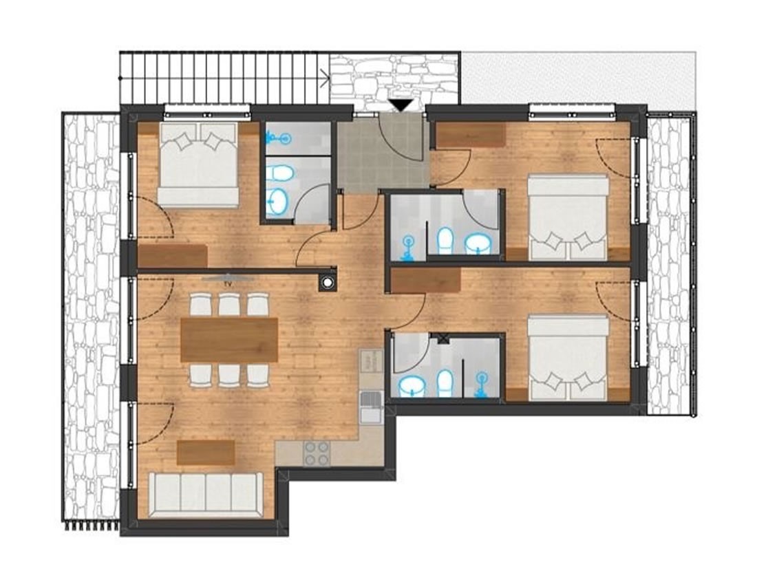 Grundriss des Appartements